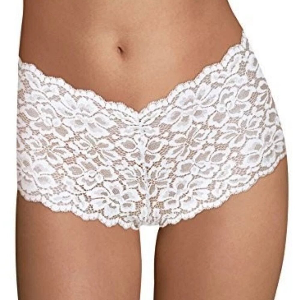 Maidenform Women's 1-Pack Casual Comfort Lace Boyshort Panty, White, 9 / XXL